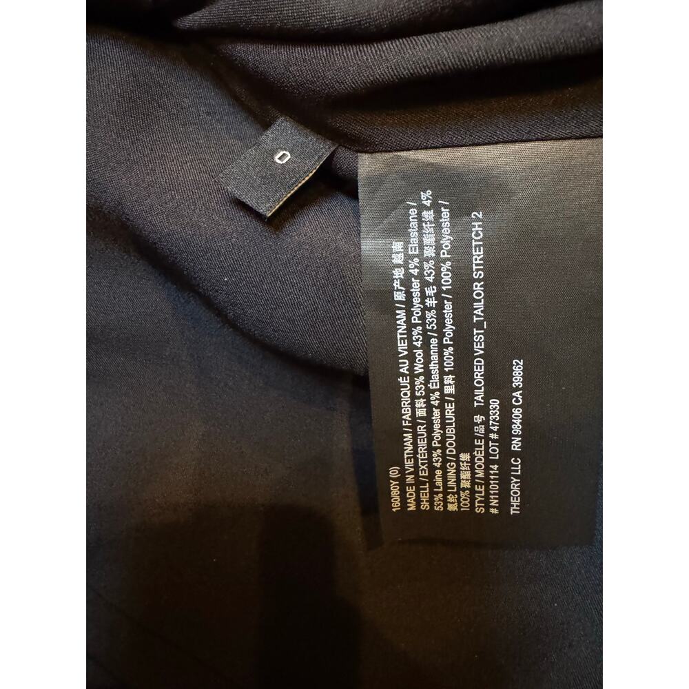 Theory Women's Tailored Vest, Black, 0 (NWOT) - Picture 7 of 8